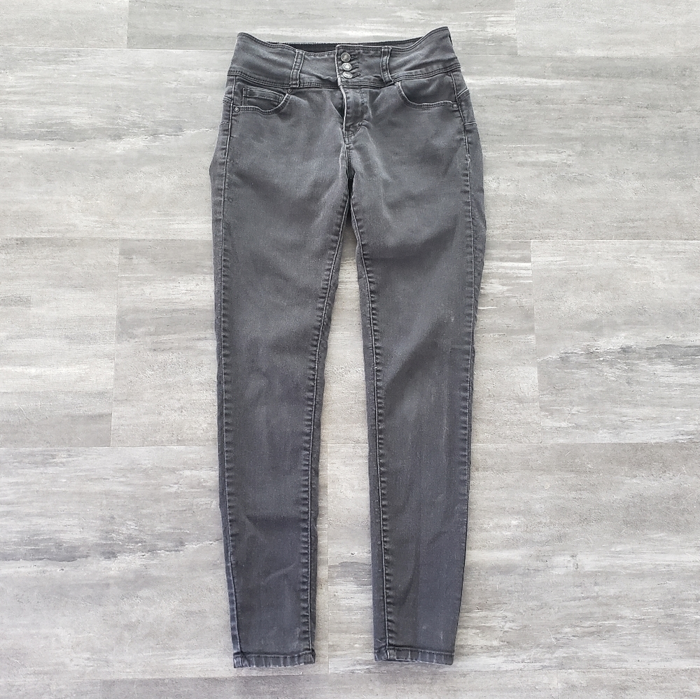 Black Faded Wax Skinny Jean